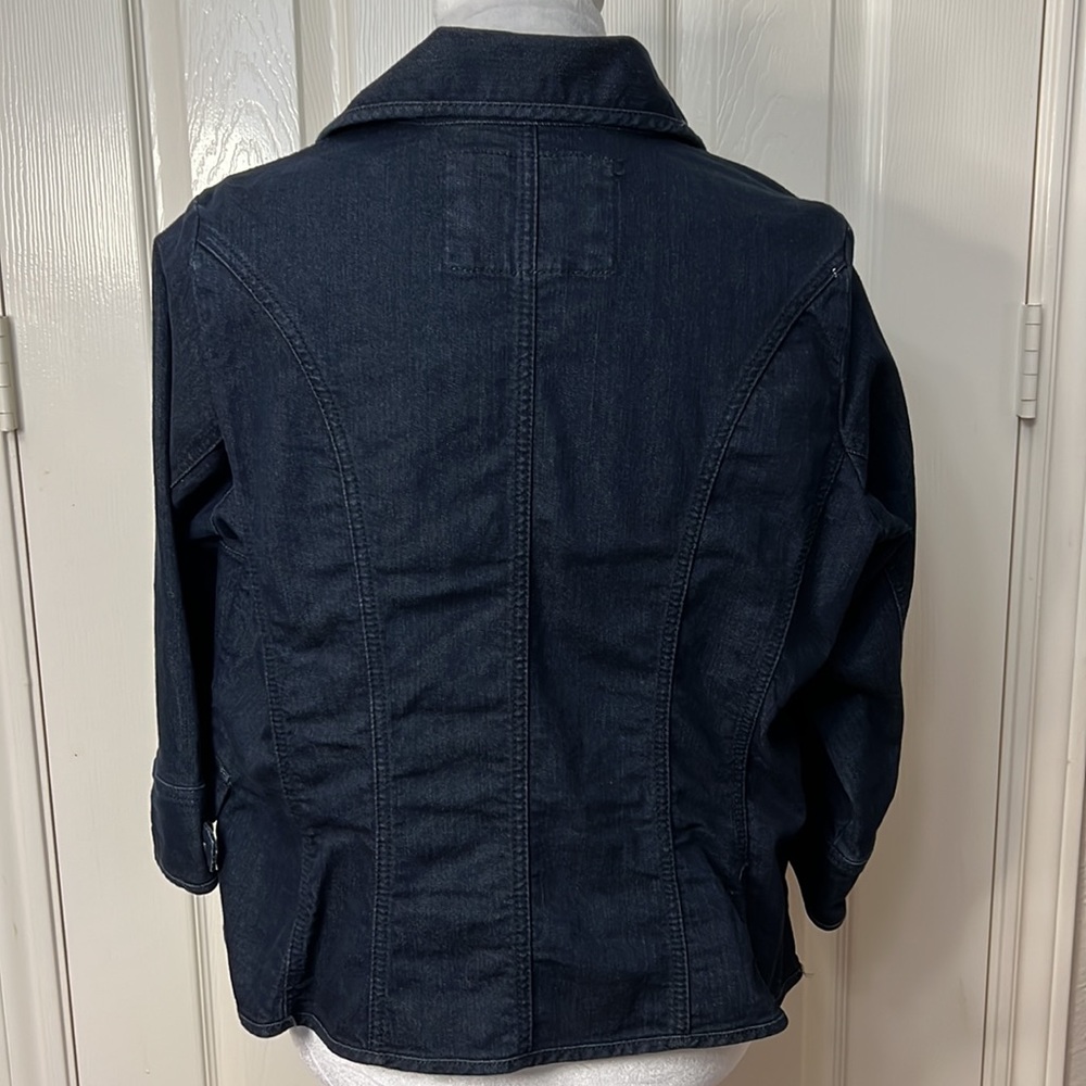 Lane Bryant Dark Wash Blue Stretch Jean Jacket with Embroidery Size 14/16 - Picture 4 of 13